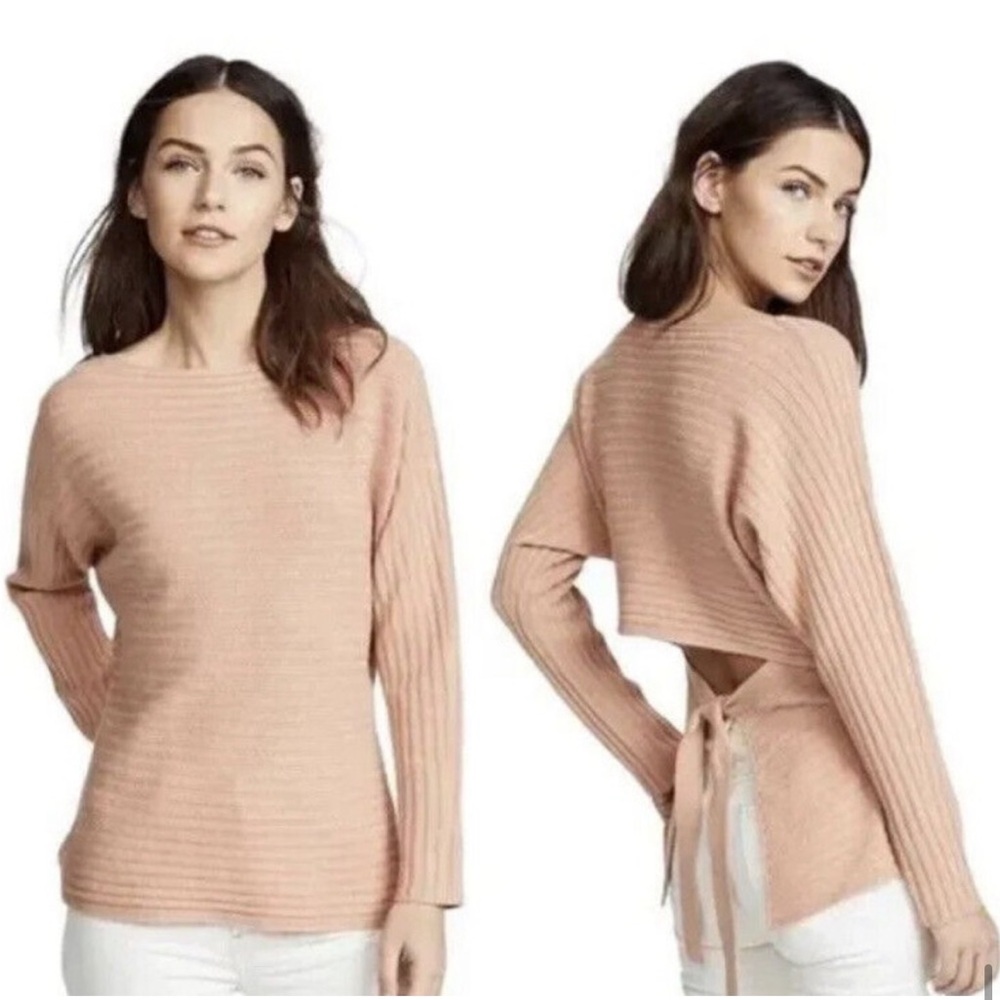 Vince Blush pink rubbed cashmere wool open back dolman sweater